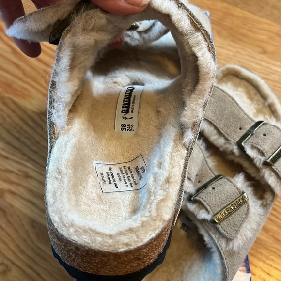 Birkenstock Arizona Shearling Suede Leather Sandal Size 7 New in Box - Picture 13 of 15